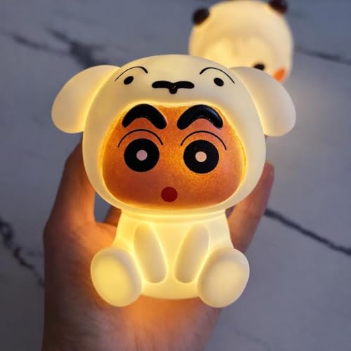 Image of The Happy Station Shin-chan Shiro Night Light, Hard Plastic, LED Lamp with Push Button, White, Small Size, Portable, Bedroom Lighting, Battery Powered