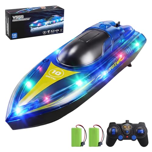Fjjvilley bateau RC 2,4 GHz, deux moteurs, 2 batteries