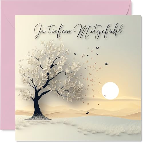 Stuff4 Tarjetas de condolencia – Pensando en ti – Más sentido pésame – Tarjeta cuadrada con sobre – 145mm x 145mm