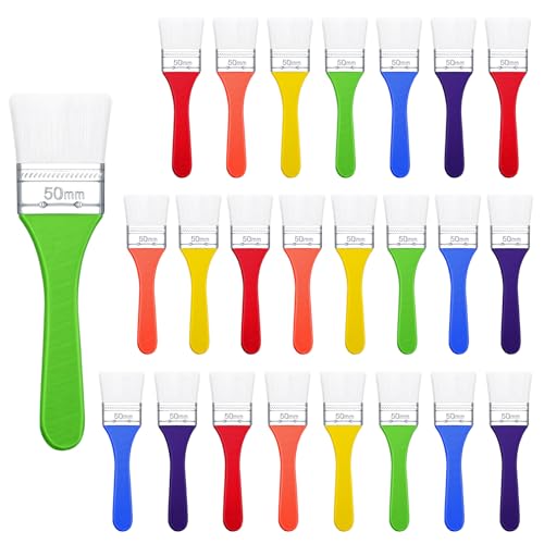 Zhehao 24 Paint Brushes Acrylic 2 Inch,Rainbow