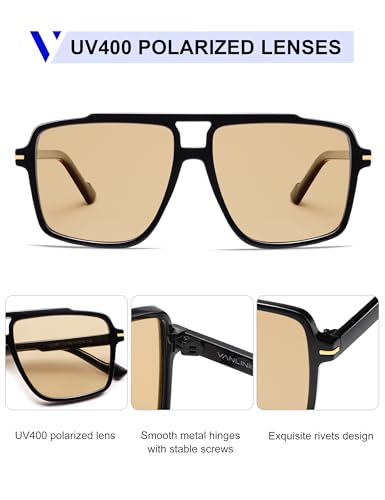 VANLINKER Polarized Trendy Oversized Aviator Sunglasses for Women Men 2025 Retro Shades VL98534