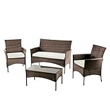 Ilios Innova | Juego de Sala para jardín 4 Piezas Fabricado en Mimbre sintético | Set para...