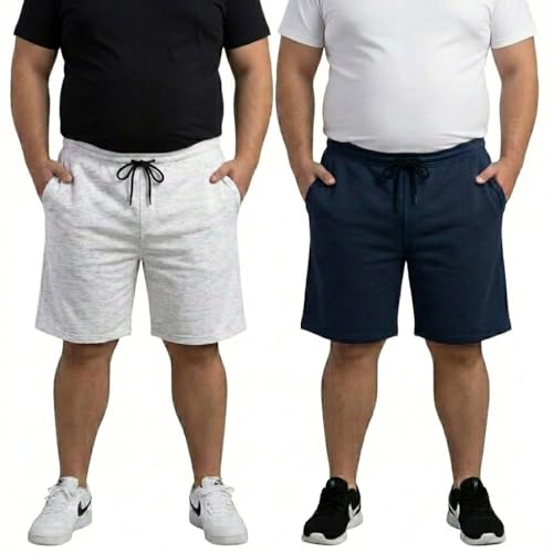 Image of Khakey The Men's Cotton Short for Men | Knee Length Plus Size Shorts for Men | Mens Regular Fit Cotton Lounge & Casual Short's | Soft Fabric (XXL, 3XL, 4XL, 5XL, 6XL, 7XL, 8XL)
