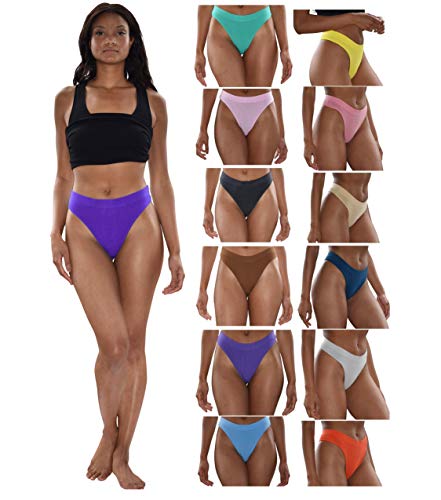 Sexy Basics Women's Active Sport Thong Panties Underwear - Multi Packs #TOP5