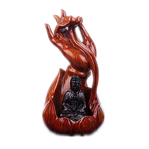 LISAQ Quemador de incienso de madera maciza de Rosewood bergamota guanyin reflujo de reflujo de incienso quemador de adornos para manualidades