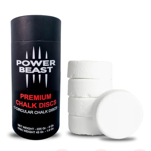 POWER BEAST 5 Bloques de Magnesio Circular, Chalk Block, Bloque de Tiza de Magnesio, Disco de Magnesio, Cross Training, Escalada, Halterofilia, Poledance, Baile en Barra, Padel, Tenis, Calistenia.