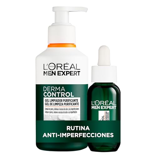 L'ORÉAL Paris Men Expert Derma Control Gel Limpiador Purificante Y Sérum Anti-Imperfecciones Con Niacinamida Y Ácido Salicílico Para Pieles Grasas con Tendencia Acnéica