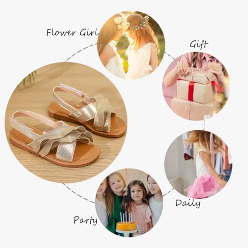 Image of Toddler Girls Sandals Summer Flats Dress Shoes for Baby Little Kids Girl