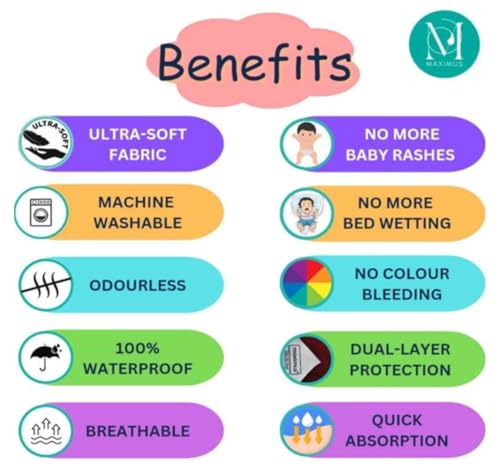Image of Maximus Waterproof Quick Dry Sheet for Baby Pack of 3 | Bed Pad Extra Absorbent Washable Matress Protector | Bed Protector Sheet for Toddler Children (70x50cm) (Orange, LORANGE & RED, Small)