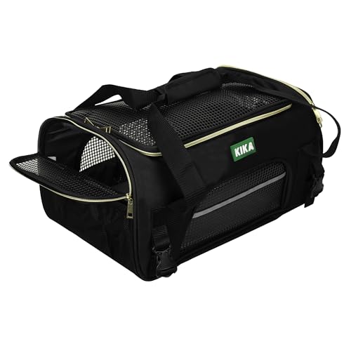 Image of KIKA Pets Goldfinch Cat Bag Carrier | Small Dog Puppy Bag Carrier | Airline Dimension Approved Akasa - Medium Size (18.5 x 12.5 x 9.9 inches), Midnight Black