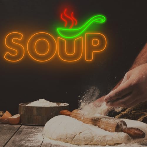 Image of Soup Neon Sign, Soup Led Sign, Soup Neon Light, Food Shop Led Light, Japanese Restaurant Room Wall Decor, Restaurant Neon Light, Chef Neon Lights, Family Party Bedroom Music Concert Bar Hotel Birthday