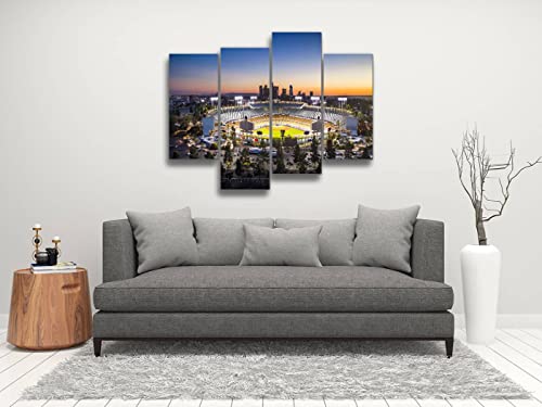 Los Angeles City Skyline With Stadium Canvas Wall Art Hanging Paintings Modern Artwork Abstract Picture Prints Home Decoration Gift Unique Designed Framed 4 Panel #TOP3
