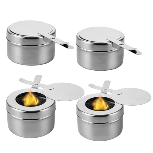 Brennpastenbehälter, 4 Stück Edelstahl Fondue Brenner Spiritusbrenner mit Abdeckung, Speisewärmer Brennbehälter Brennpaste für Warmhaltebehälter, Buffet Zubehör, Fondue, Camping Brennpastenbehälter, 4 Stück Edelstahl Fondue Brenner Spiritusbrenner mit Abdeckung, Speisewärmer Brennbehälter Brennpaste für Warmhaltebehälter, Buffet Zubehör, Fondue, Camping