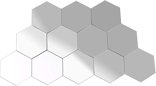 Miniatura 2 de 12 calcomanías de espejo, hexagonal 3D, calcomanías de pared acrílicas extraíbles para sala de estar, dormitorio, decoración de bricolaje