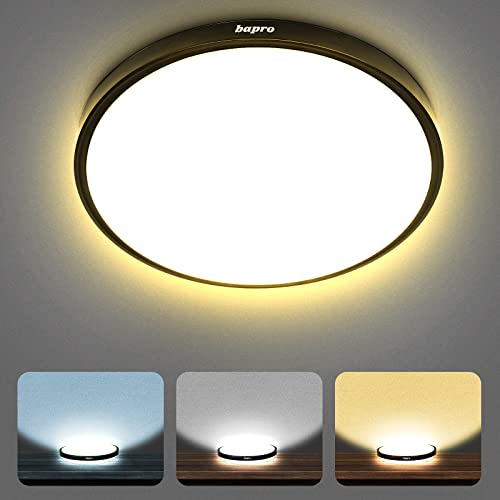 24W Plafonnier LED Dimmable, bapro LED Lumières Plafonnier 3 températures de couleur LED de Plafond 3000K/6000K/4000K, IP54 LED Lampe de Plafond Lumineux pour Salon, Salle de Bain, Chambre