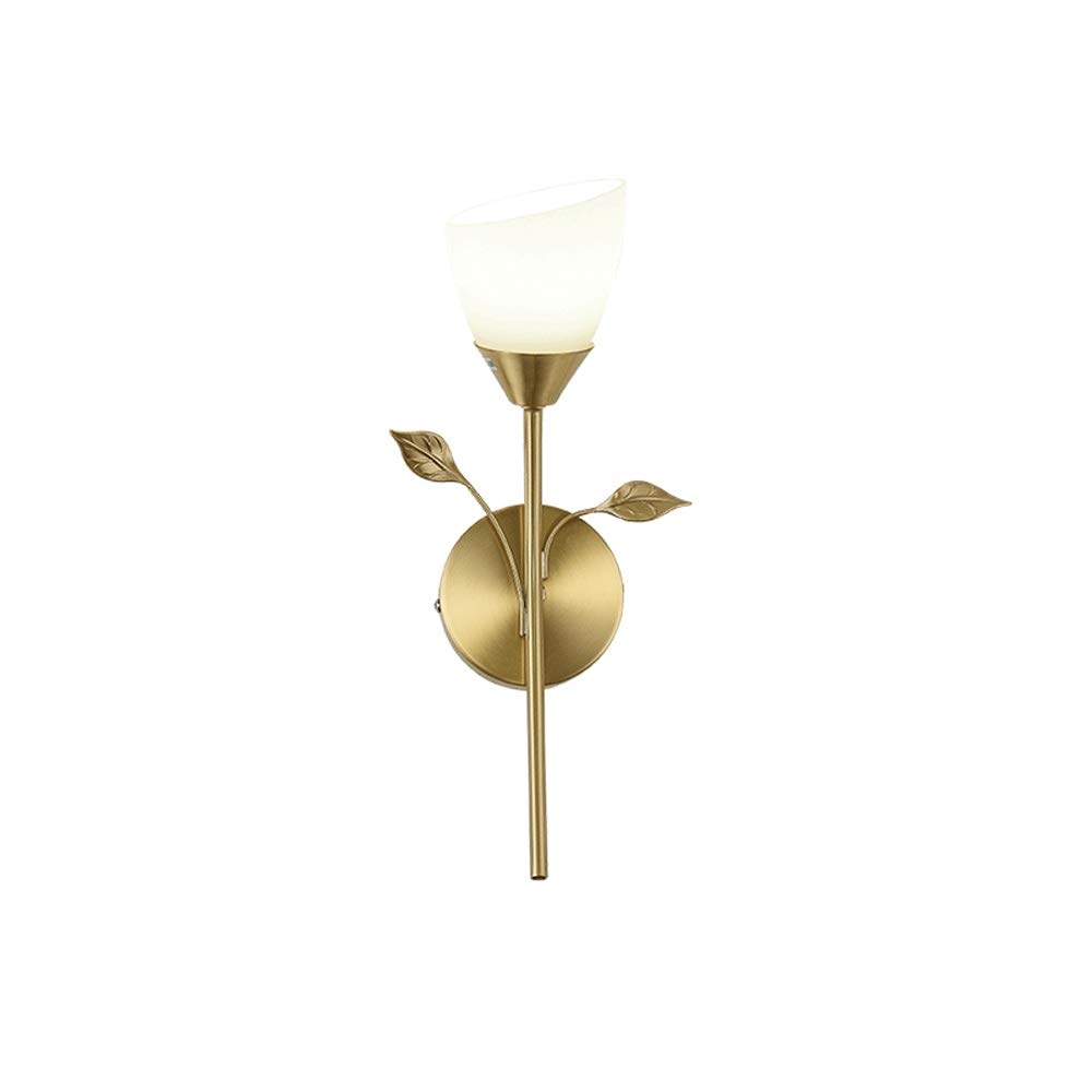 Lampada da Parete Vintage in Ottone, Paralume in Vetro Bianco, Applique da Parete Classica, E27, lampade da testiera retrò per corridoio, Soggiorno, Camera da Letto, Comodino, corridoio, apparecc
