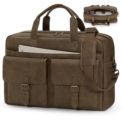 RAINSMORE Messenger Bag for Men 16 Inch Leather Laptop Bags Work Computer Briefcase Vintage Mens...
