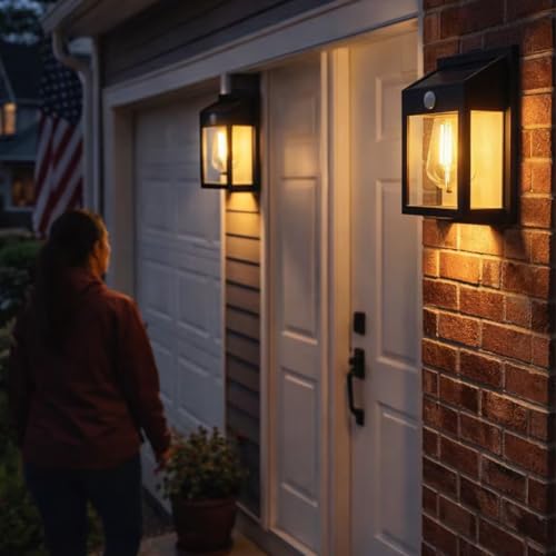 Solar Porch Lights Outdoor 2 Pack, Motion Sensor Solar Wall Lights with 3 Lighting Modes, Dusk to Dawn Waterproof Wall Lanterns Sconce for Front Door, Garage, Fence, Patio thumbnail 8