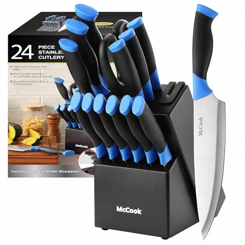 Image of McCook Knife Sets, German Stainless Steel Kitchen Knife Block Sets with Built-in Sharpener