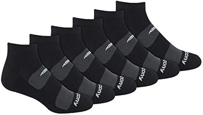 Saucony Men's Multi-Pack Mesh Ventilating Comfort Fit Performance Quarter Socks (6 & 12)