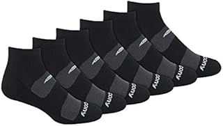 Saucony mens Multi-pack Mesh Ventilating Comfort Fit Performance Quarter (6 & 12 Pairs) Running Socks, Black Pairs), Shoe Size 8-12 US