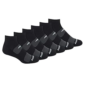 Saucony mens Multi-pack Mesh Ventilating Comfort Fit Performance Quarter (6 & 12 Pairs) Running Socks, Black Pairs), Shoe Size 8-12 US