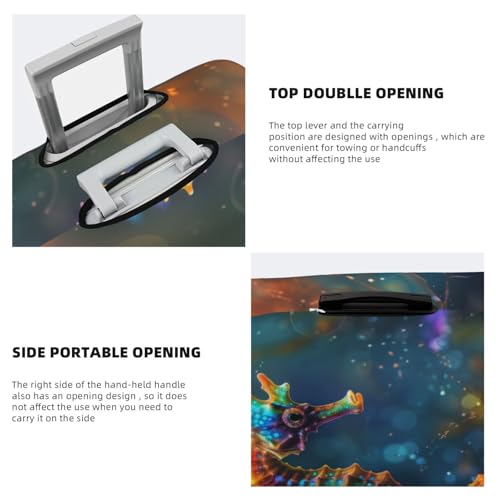 Travel Luggage Covers - Neon Seahorse Underwater Realm Elasticity Suitcase Covers Protector for Luggage 18-32 Inch4