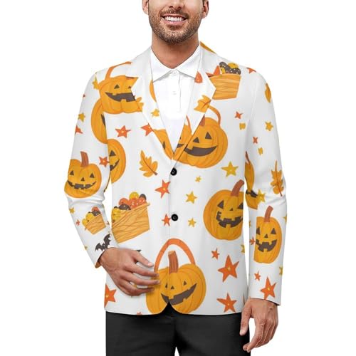 Cartoon Pumpkin Candy Halloween Classic Suits Blazer for Men Business Tuxedo Jacket Sport Coat Two Buttons