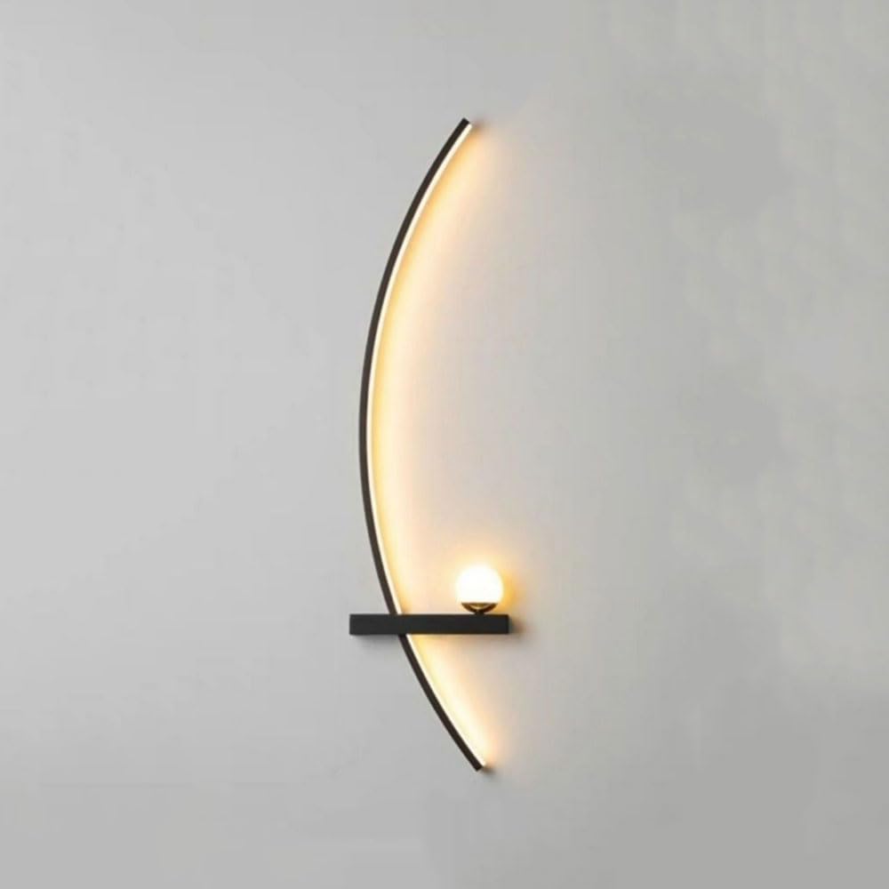 SXSCARKX Mid Century Bedroom Wall Light With Curved Design Nordic Sconces For Dining Room 12W LED Strip Farmhouse Mounted Lamp Bedside Milky Globe Fixture Master