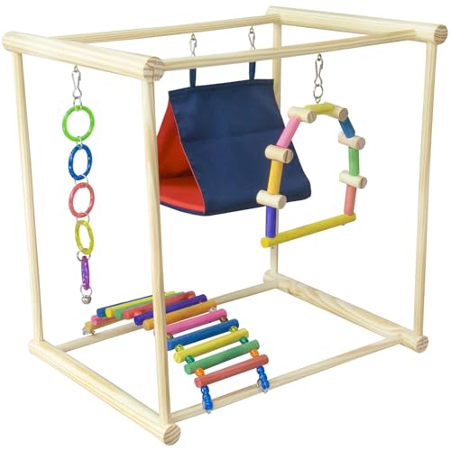 Playground com Casinha E Brinquedos Para Calopsita