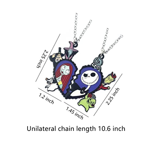 Dezhan 2 Pcs Halloween Nightmare Before Christmas Horror Necklace, Jack Sally Zero The Dog Oogie Boogi Pendant For Girls Women And Men #TOP1