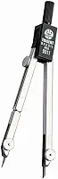 Compasso Técnico Compacto com Haste Prolongadora, Trident, 9011, Cromo Fosco, Traça Circunferências de Até 38 cm