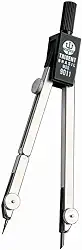 Compasso Técnico Compacto com Haste Prolongadora, Trident, 9011, Cromo Fosco, Traça Circunferências de Até 38 cm