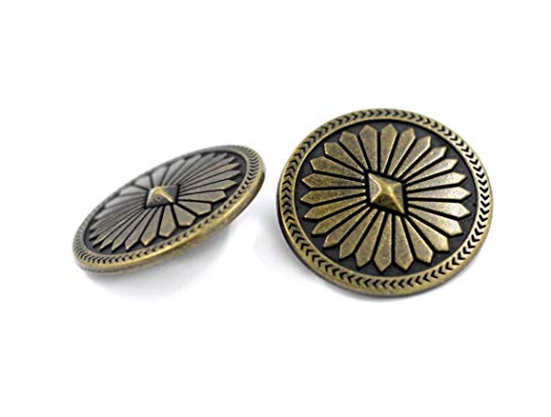 Bezelry 10 Pieces Diamond Flower Metal Shank Buttons. 25Mm (1 Inch) (Antique Brass) #TOP3