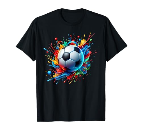 Bunter Fussball Jungen Herren Bunt Kinder Fußball Fußballer T-Shirt