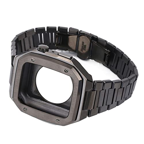 Bracelet acier Apple Watch 44mm SCHIK haut de gamme avec boîtier luxe