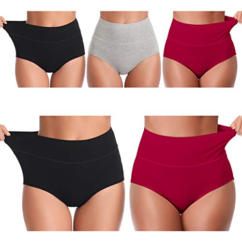 Image of Womens Underwear,Cotton Mid Waist No Muffin Top Full Coverage Brief Ladies Panties Lingerie Undergarments for Women Multipack