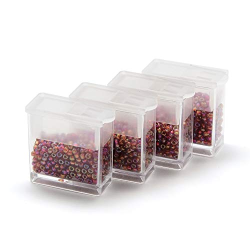 Image of FASHEWELRY 20Pcs 1x1 inch Plastic Flip Top Seed Bead Small Storage Containers Diamond Painting Box Rectangle Transparent Box Organizers for 5D Embroidery Diamond drill, Nail art & Glitter