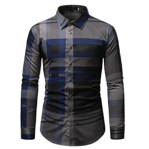 Men's Casual Red Striped Shirt Plus Size Business Long Sleeve Formal Shirt Top3