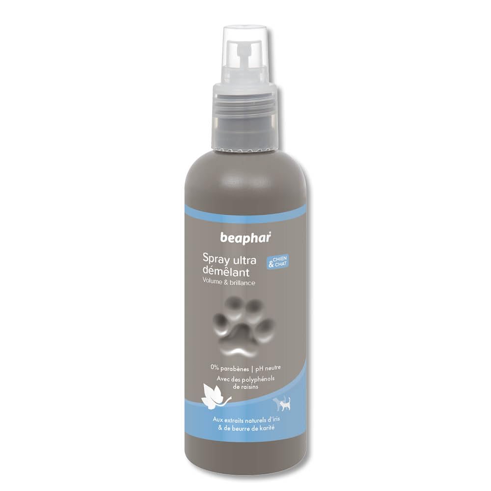 BEAPHAR - Spray ultradistricante per cani - Estratti naturali di Iris, Latte di Karitè e polifenoli d'uva - Districa, idrata, ammorbidisce, protegge il pelo - Pronto all'uso, senza risciacquo - 200 ml