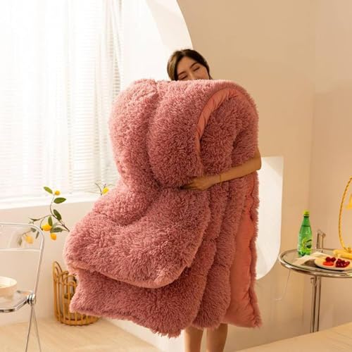 Couette en cachemire d'agneau couverture épaisse lit 2 personnes 150x200 - 5