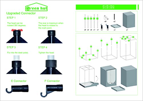 Green Hut 2X2 Grow Tent, 24"X24"X36" 600D Mylar Hydroponic Growing Tents For Plants Inside Reflective Grow Tent Growing Room Hydroponic System #TOP6
