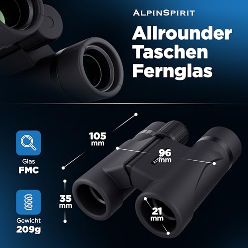 Fernglas 8×21 Alpinspirit Taschen – Kompaktes Mini Fernglas für Outdoor