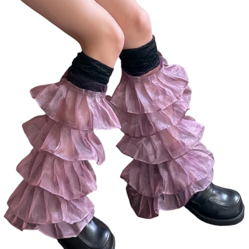 Image of SherryDC Girl's Y2k Kawaii Leg Warmers Cute Lace Harajuku Leg Sleeves Gothic Lolita Long Slouch Socks for Women