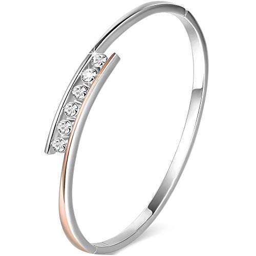 Angelady brazalete chapado en oro rosa para mujeres Elegante pulsera Día de San Valentín Regalo de cumpleaños para la novia de la madre JoyeríaAngelady brazalete chapado en oro