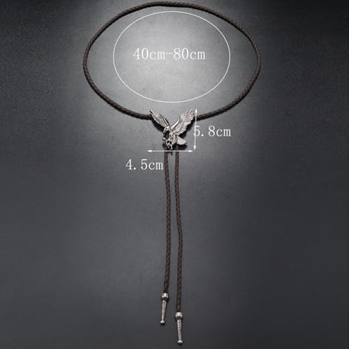 Image of Bolo Tie for Men Women Cowboy Turquoise Celtic Natural Tiger Eye Stone Longhorn Bull Western Leather Bolo Necktie