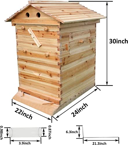 Image of Lwestine Flow Hive Beehive kit Automatic Wooden bee hive House kit Beehive Boxes with 7 Peice Comb Honey Frames for Beginning and Professional Beekeepers