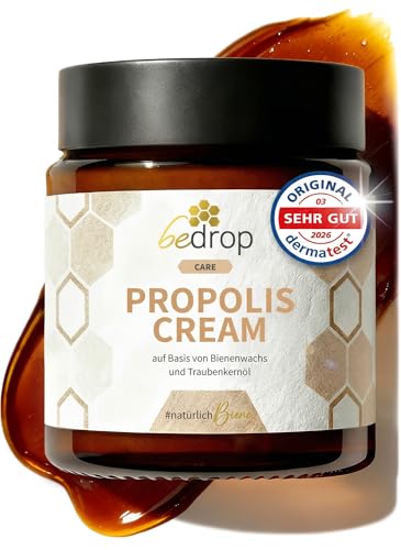 bedrop Propolis Cream bei Akne, Neurodermitis (hochdosierte Salbe) - 60g Propolis Creme mit Bienenwachs & Traubenkernöl (60g)