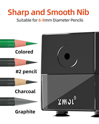 Zmol Electric Pencil Sharpener, Pencil Sharpener Heavy Duty, Suitable For 6.5-8Mm No. 2/Colored Pencil, Industrial And Commercial Pencil Sharpener, Best School Pencil Sharpener, Auto Stop #TOP1