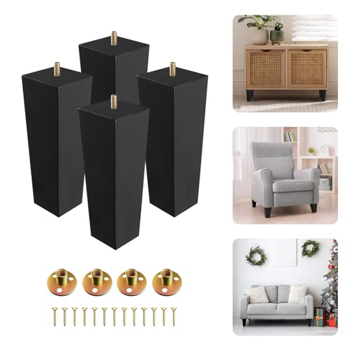 Yes4All Juego de 4 patas cuadradas para muebles (20,32 cm, 4 unidades), color negro